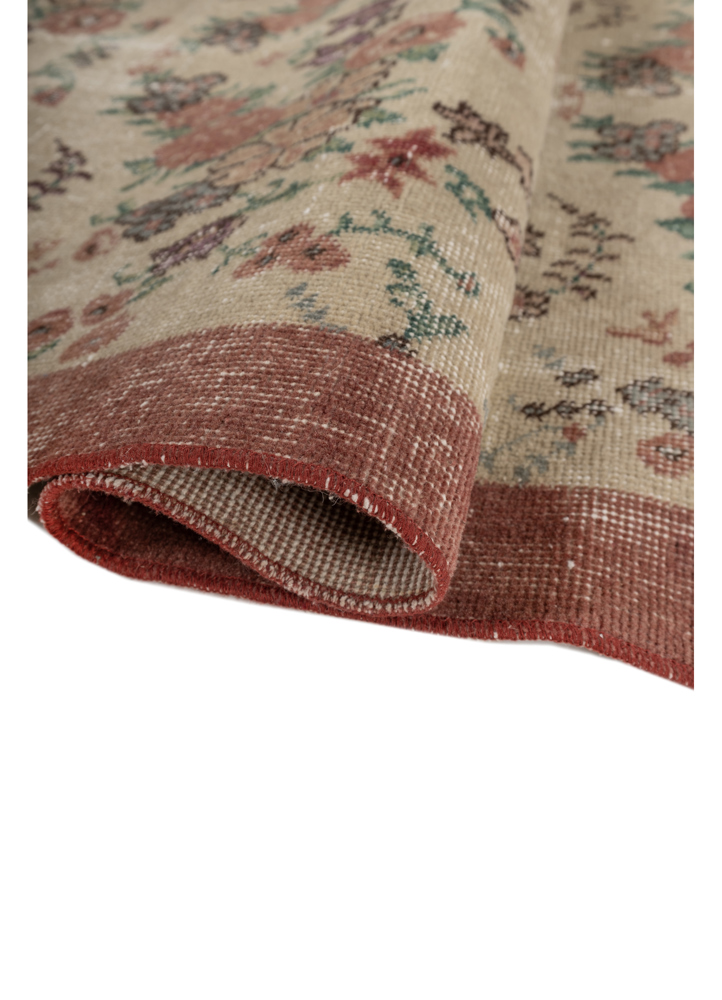 vintage red and orange wool hand knotted Rug - FloorShot