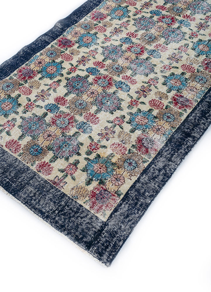 vintage grey and black wool hand knotted Rug - FloorShot