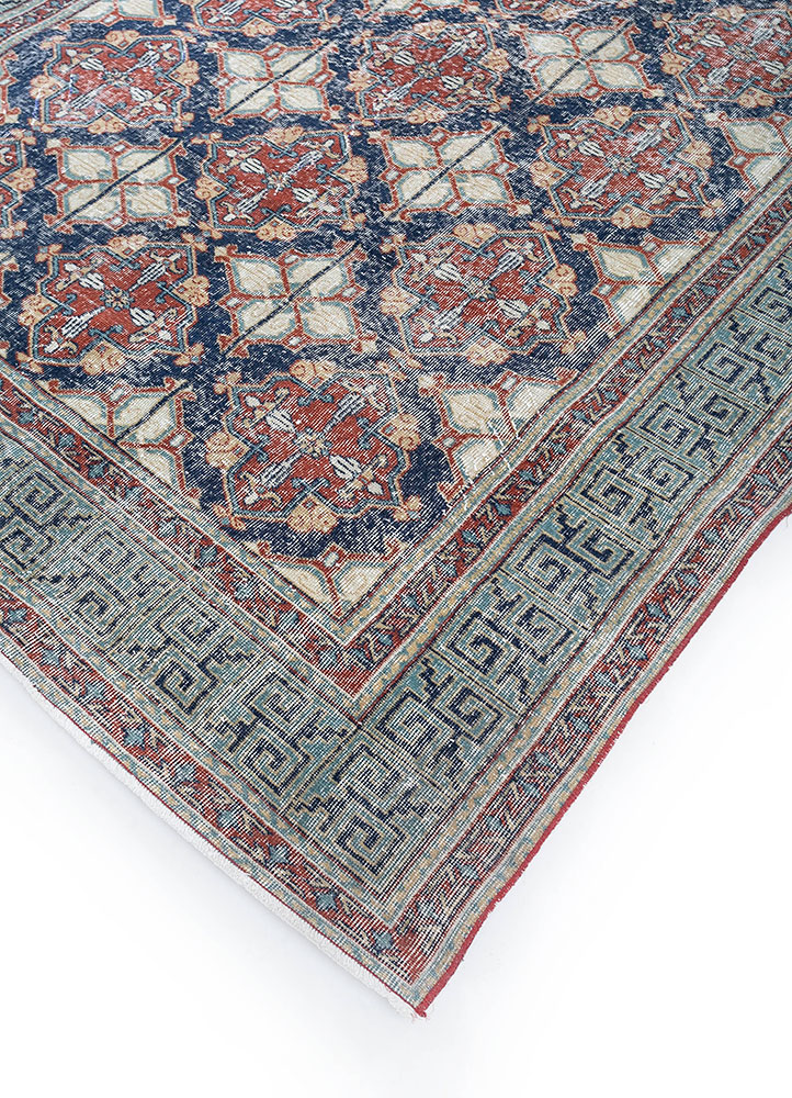 vintage beige and brown wool hand knotted Rug - FloorShot