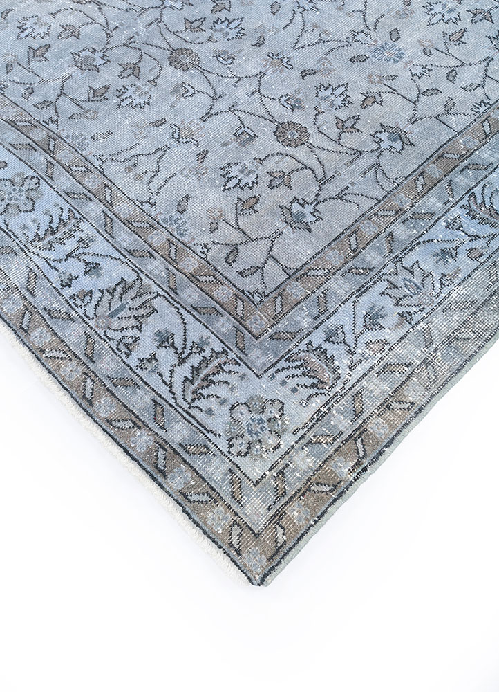 lacuna blue wool hand knotted Rug - FloorShot
