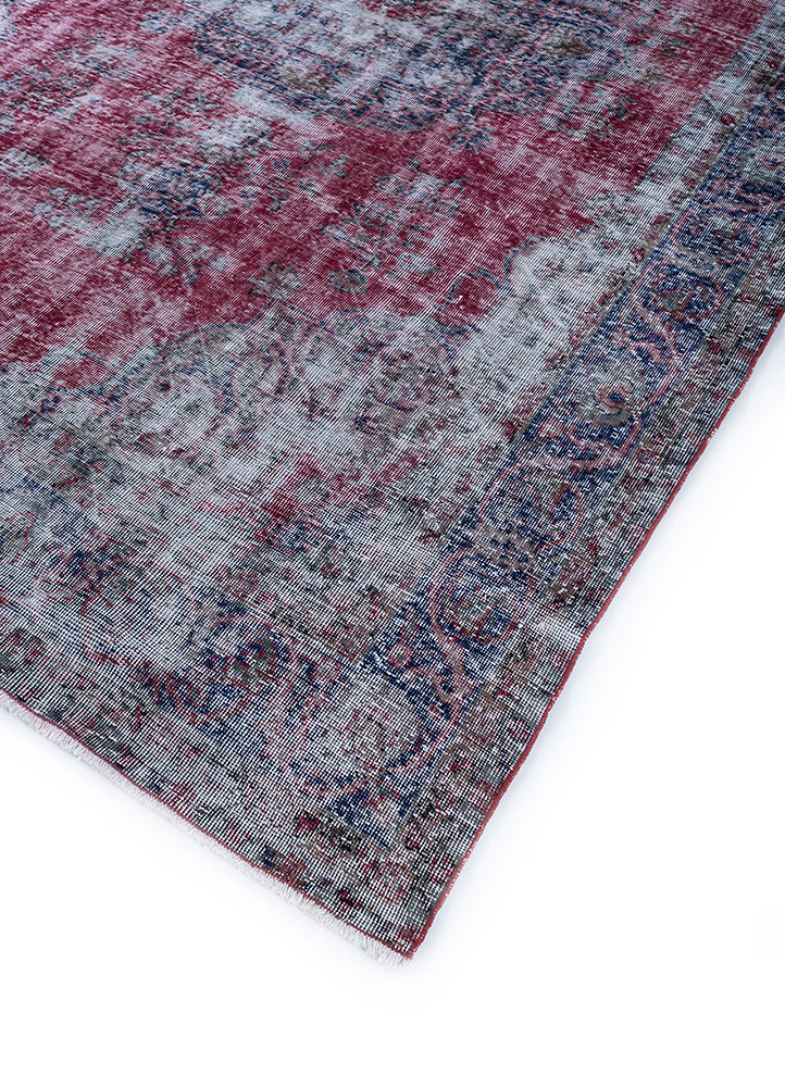 vintage red and orange wool hand knotted Rug - FloorShot