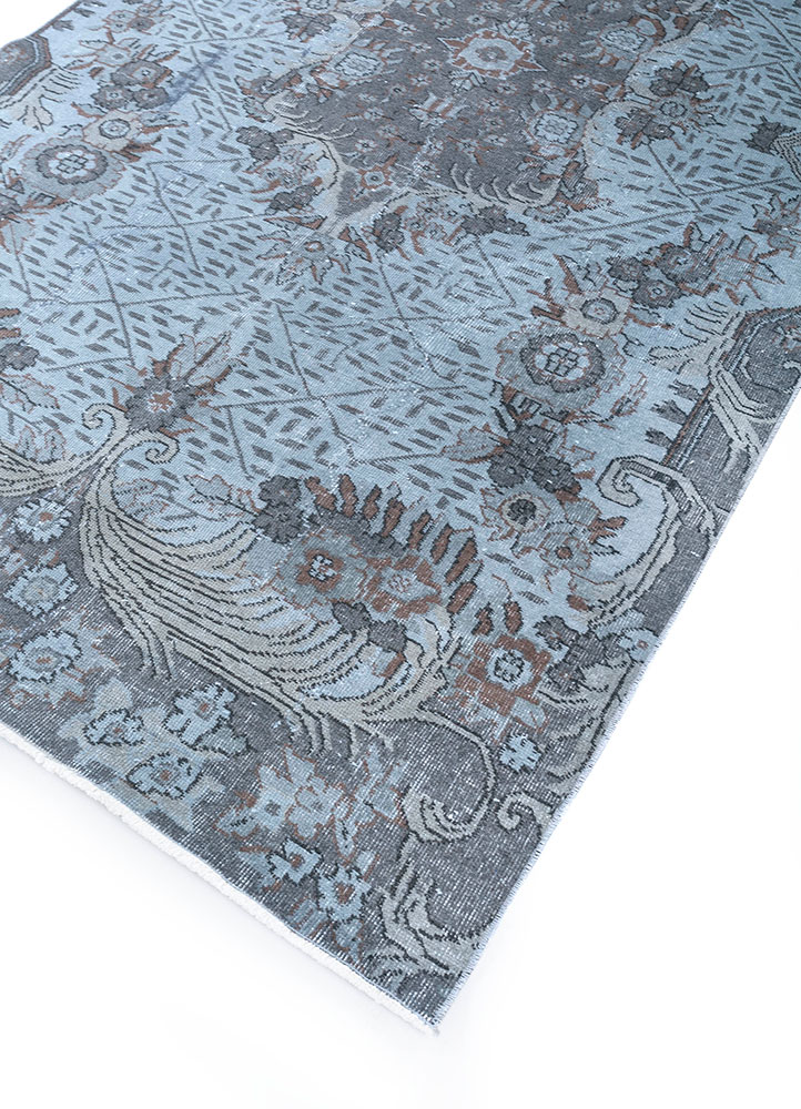 lacuna blue wool hand knotted Rug - FloorShot