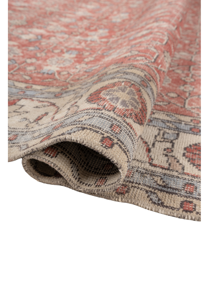 vintage red and orange wool hand knotted Rug - FloorShot