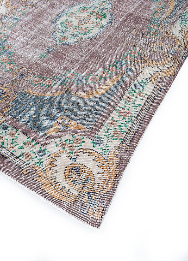 vintage blue wool hand knotted Rug - FloorShot