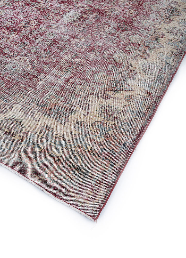 vintage red and orange wool hand knotted Rug - FloorShot