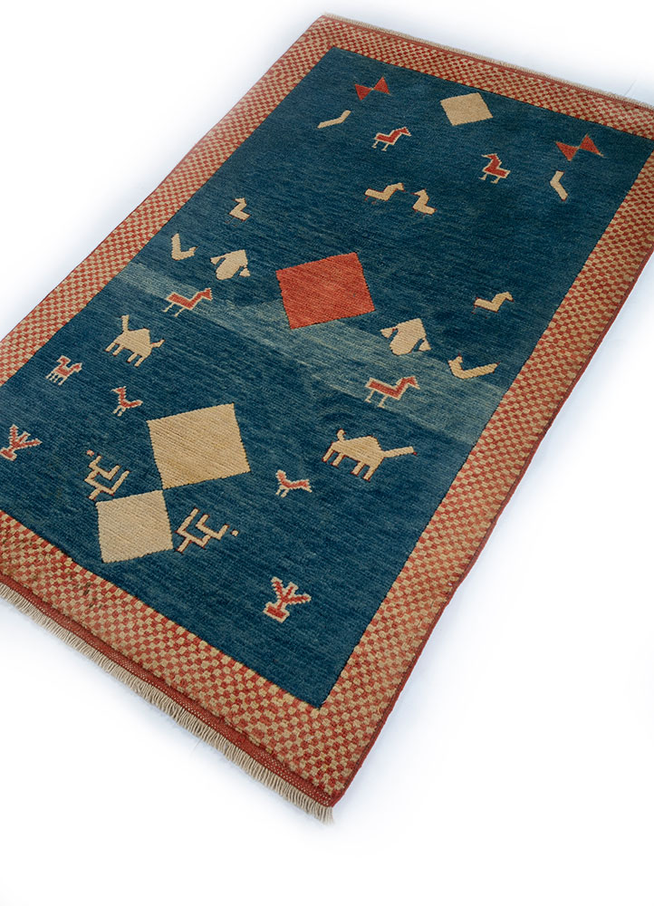 nuray blue wool hand knotted Rug - FloorShot