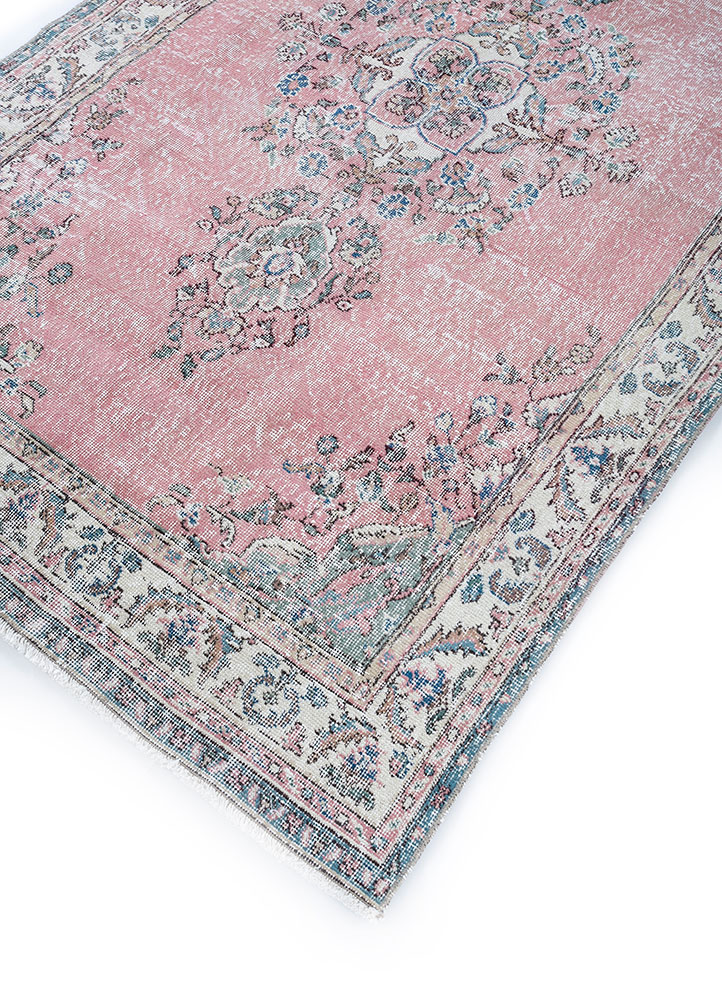 vintage red and orange wool hand knotted Rug - FloorShot