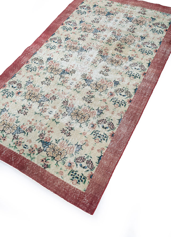 vintage red and orange wool hand knotted Rug - FloorShot