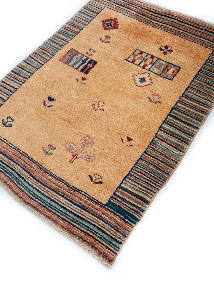 nuray beige and brown wool hand knotted Rug - FloorShot