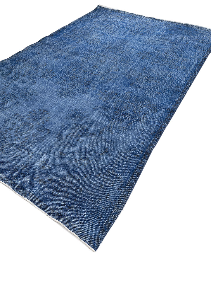 vintage blue wool hand knotted Rug - FloorShot