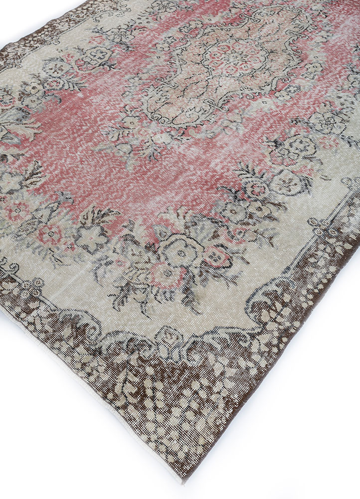 vintage red and orange wool hand knotted Rug - FloorShot