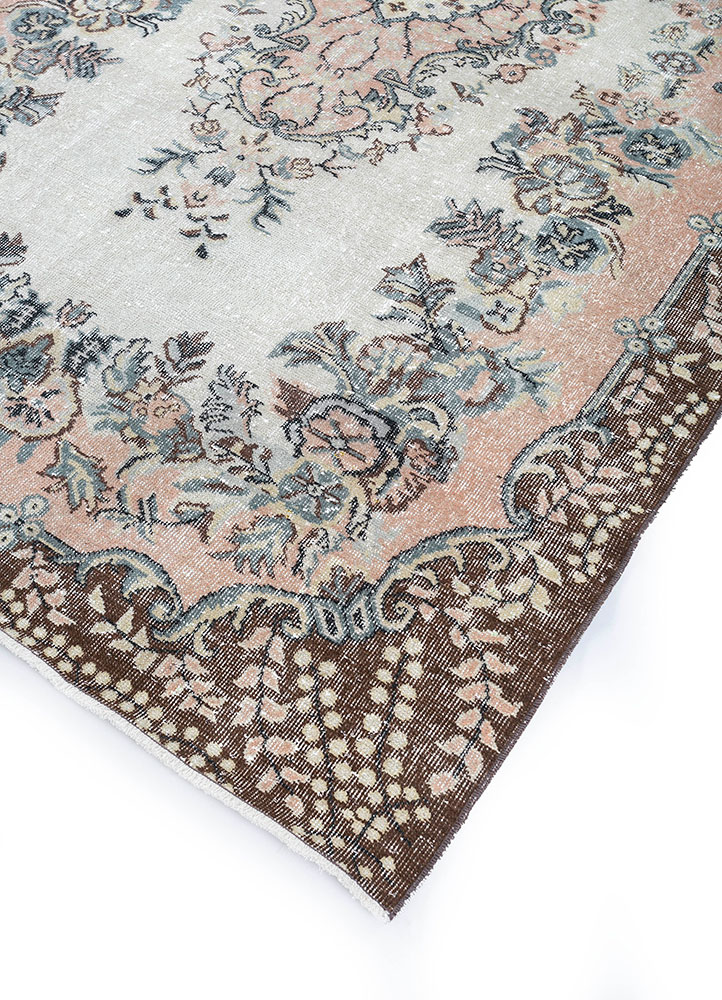 vintage red and orange wool hand knotted Rug - FloorShot