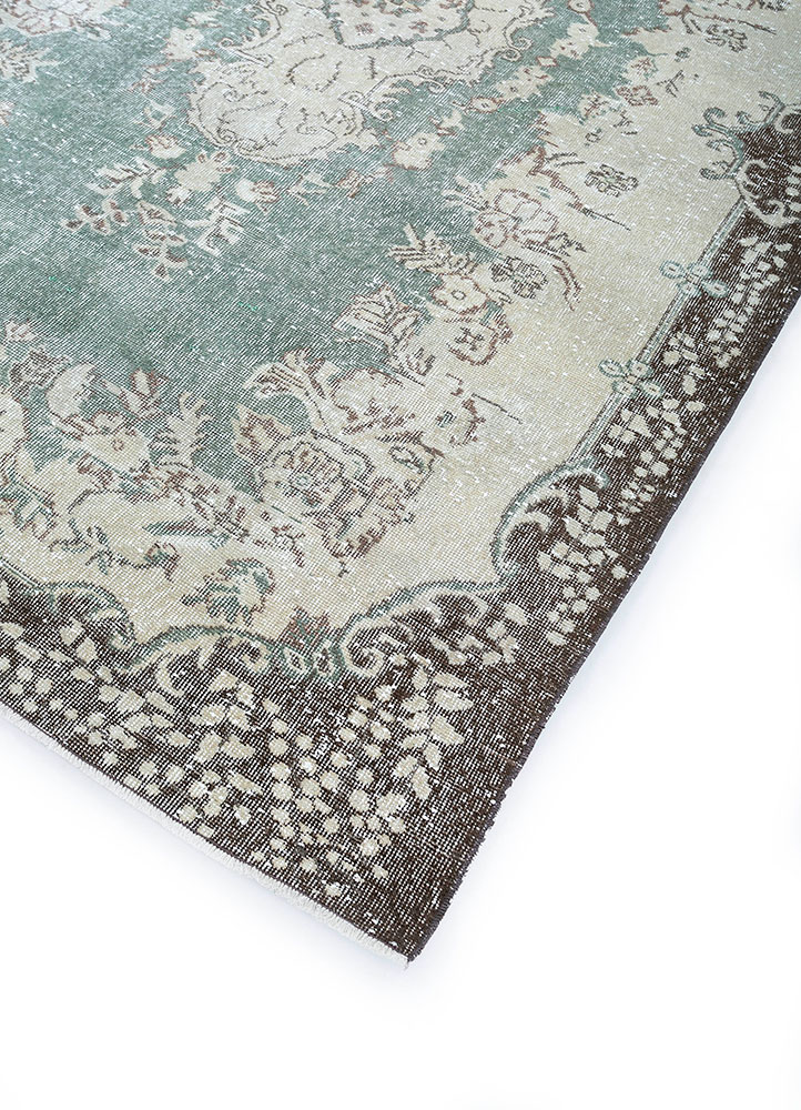 vintage grey and black wool hand knotted Rug - FloorShot