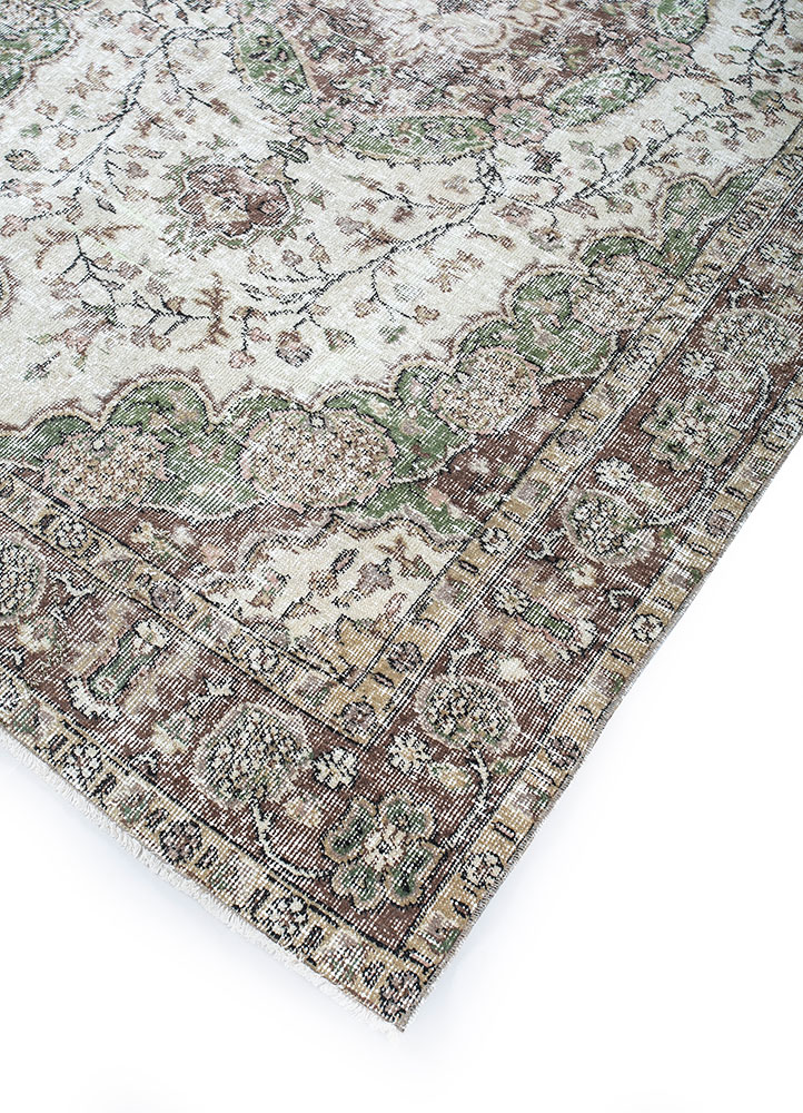 vintage grey and black wool hand knotted Rug - FloorShot