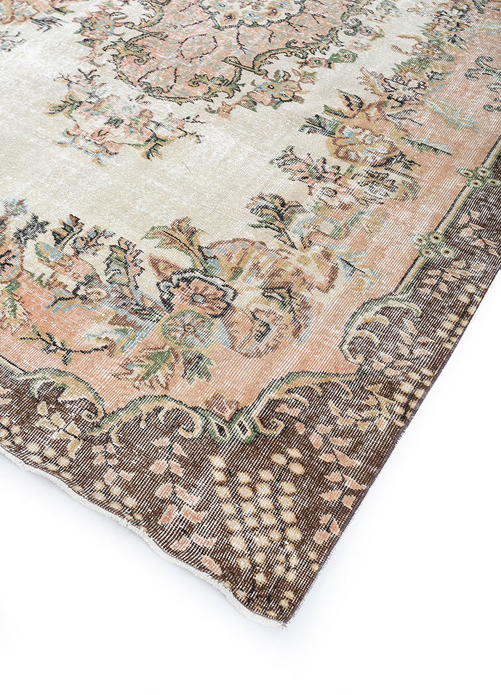 vintage red and orange wool hand knotted Rug - FloorShot