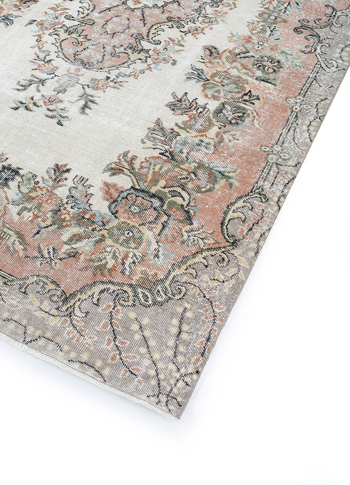 vintage red and orange wool hand knotted Rug - FloorShot