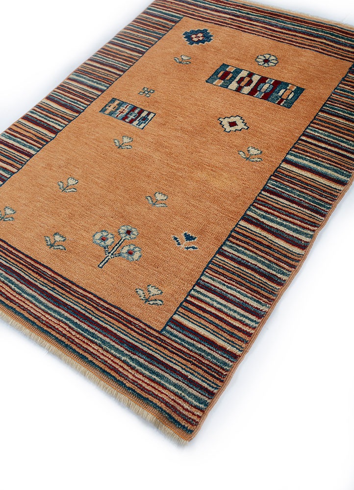 nuray red and orange wool hand knotted Rug - FloorShot