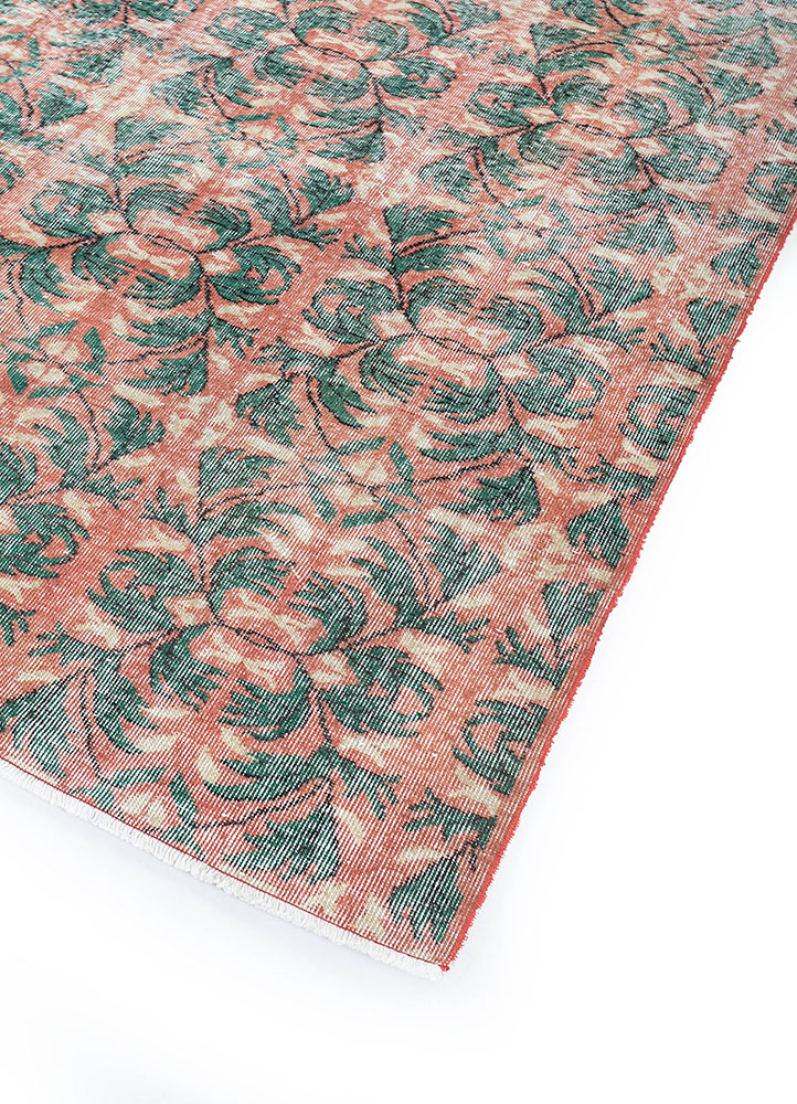 vintage red and orange wool hand knotted Rug - FloorShot