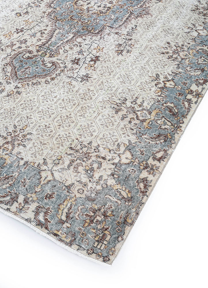 vintage grey and black wool hand knotted Rug - FloorShot
