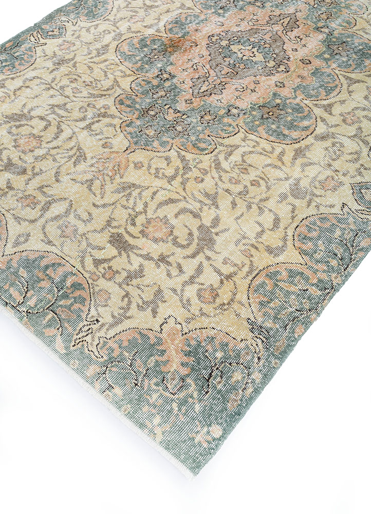 vintage blue wool hand knotted Rug - FloorShot