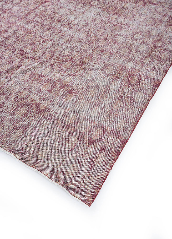 vintage red and orange wool hand knotted Rug - FloorShot
