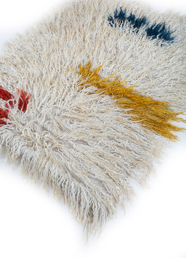 zuri ivory wool hand knotted Rug - FloorShot