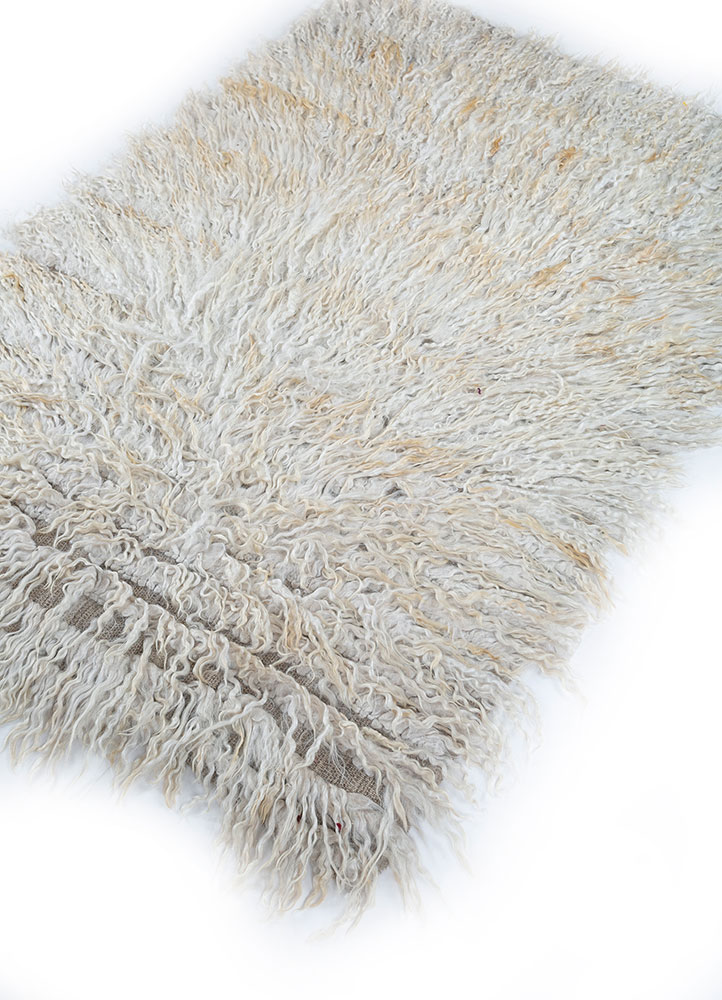 zuri ivory wool hand knotted Rug - FloorShot