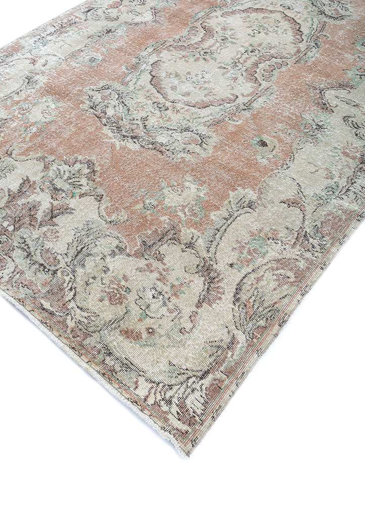 vintage red and orange wool hand knotted Rug - FloorShot