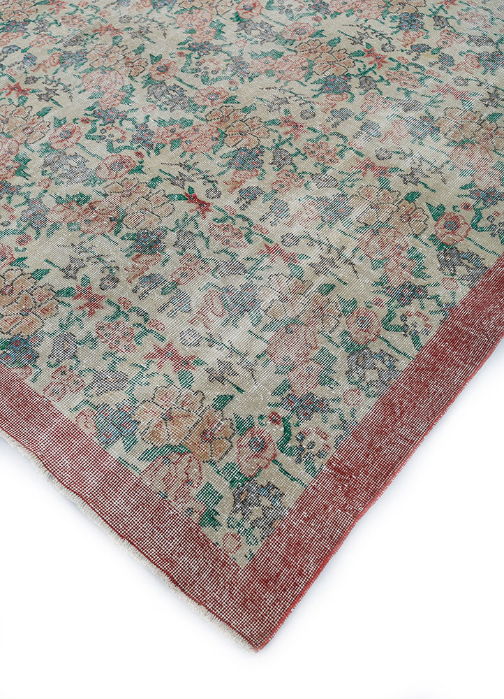 vintage red and orange wool hand knotted Rug - FloorShot