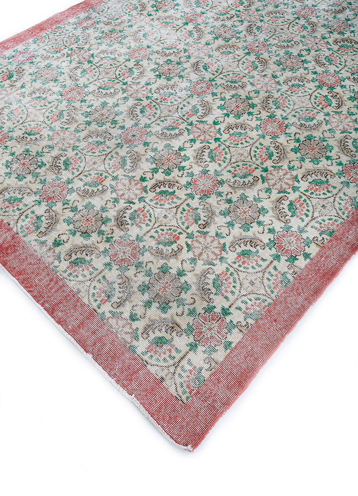 vintage red and orange wool hand knotted Rug - FloorShot