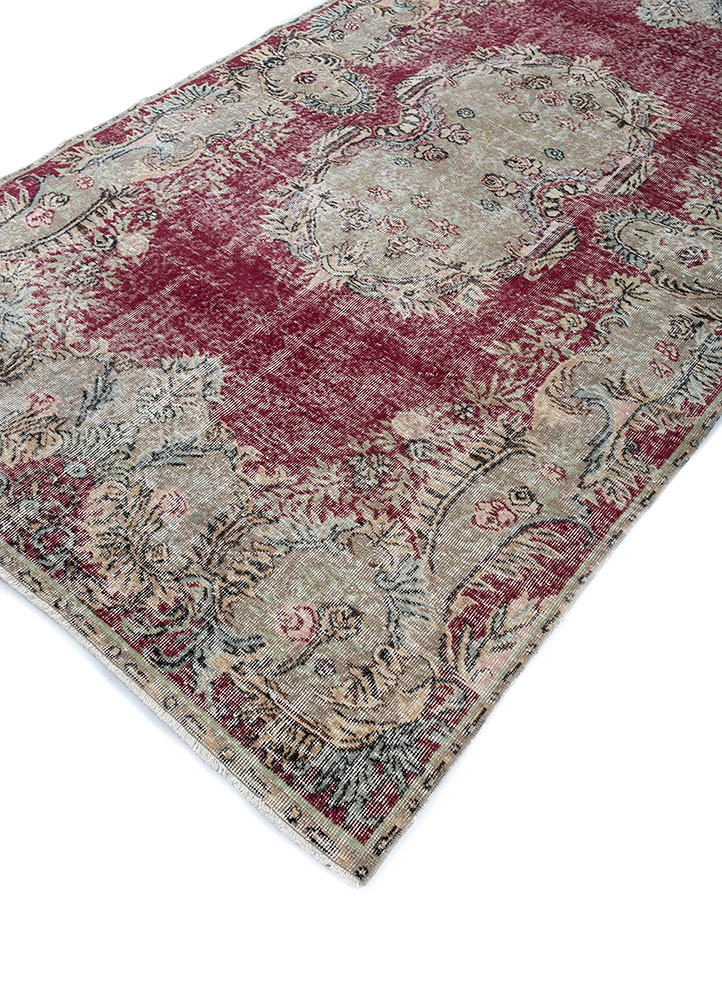 vintage red and orange wool hand knotted Rug - FloorShot