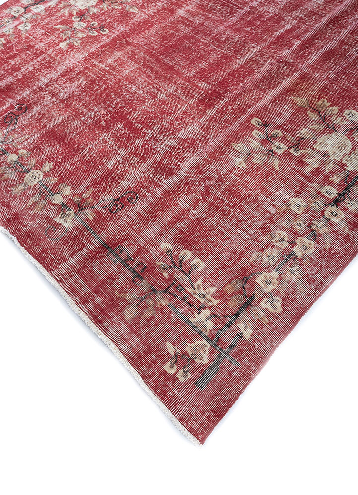vintage red and orange wool hand knotted Rug - FloorShot
