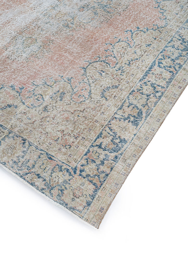vintage blue wool hand knotted Rug - FloorShot