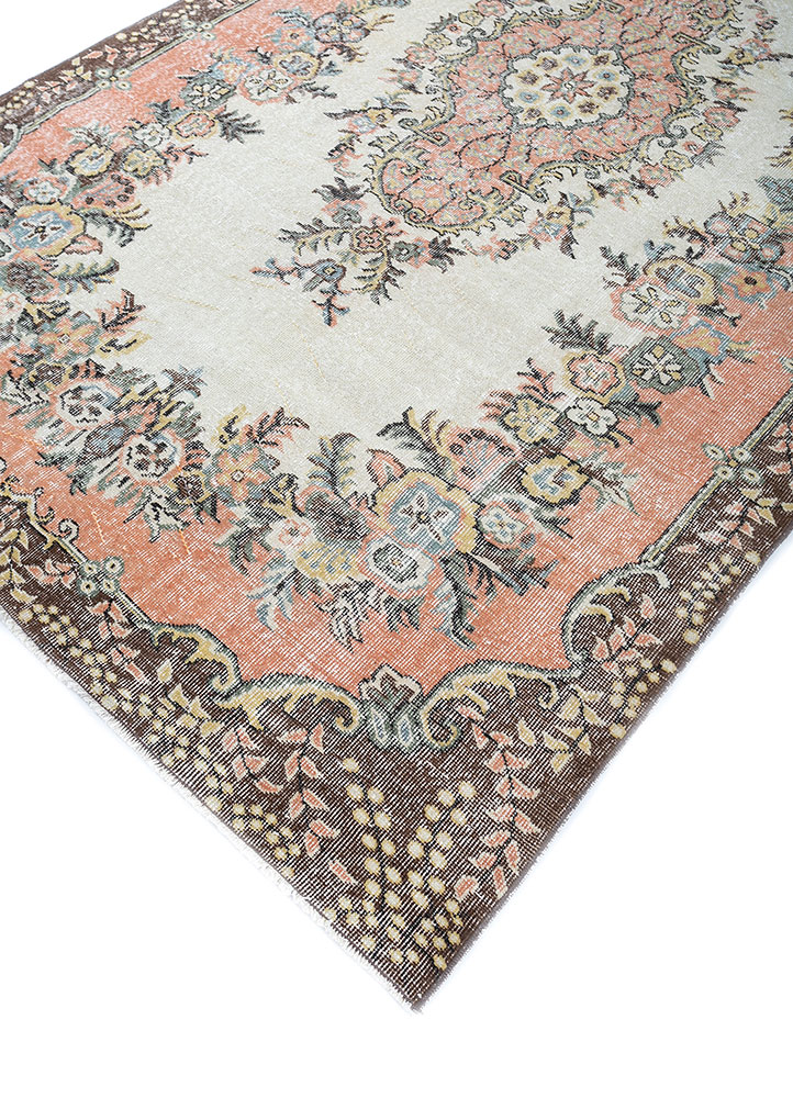 vintage red and orange wool hand knotted Rug - FloorShot