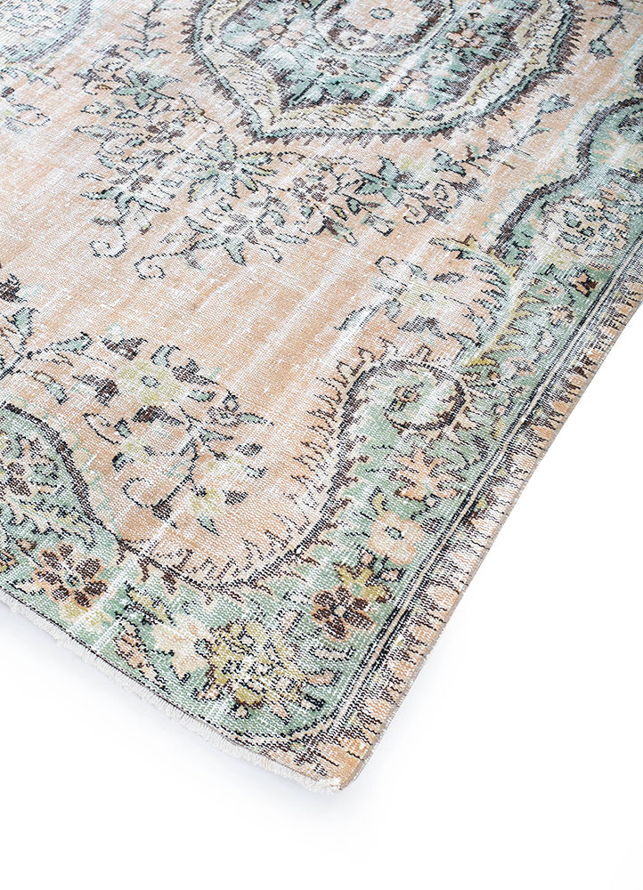 vintage red and orange wool hand knotted Rug - FloorShot