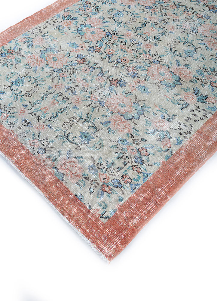 vintage blue wool hand knotted Rug - FloorShot