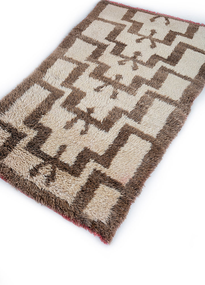 nuray beige and brown wool hand knotted Rug - FloorShot