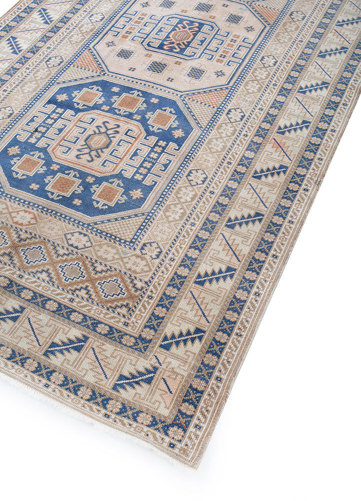 nuray blue wool hand knotted Rug - FloorShot