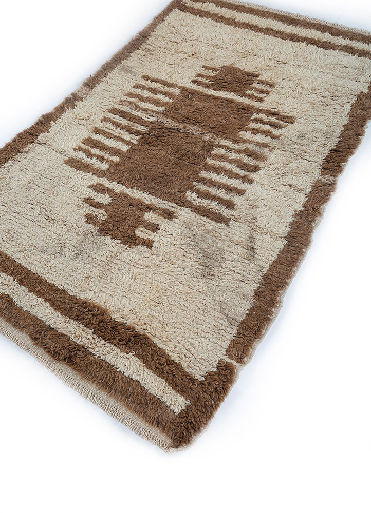 zuri beige and brown wool hand knotted Rug - FloorShot