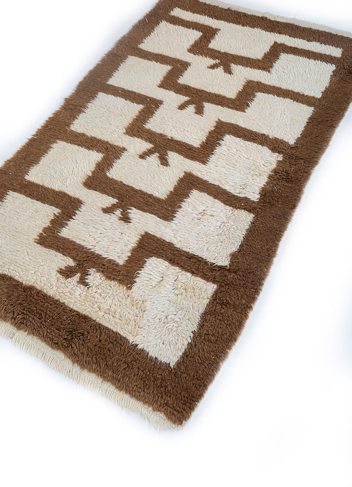 zuri beige and brown wool hand knotted Rug - FloorShot