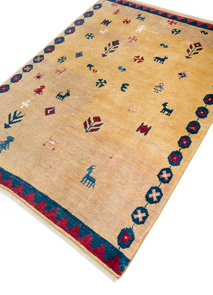 nuray gold wool hand knotted Rug - FloorShot