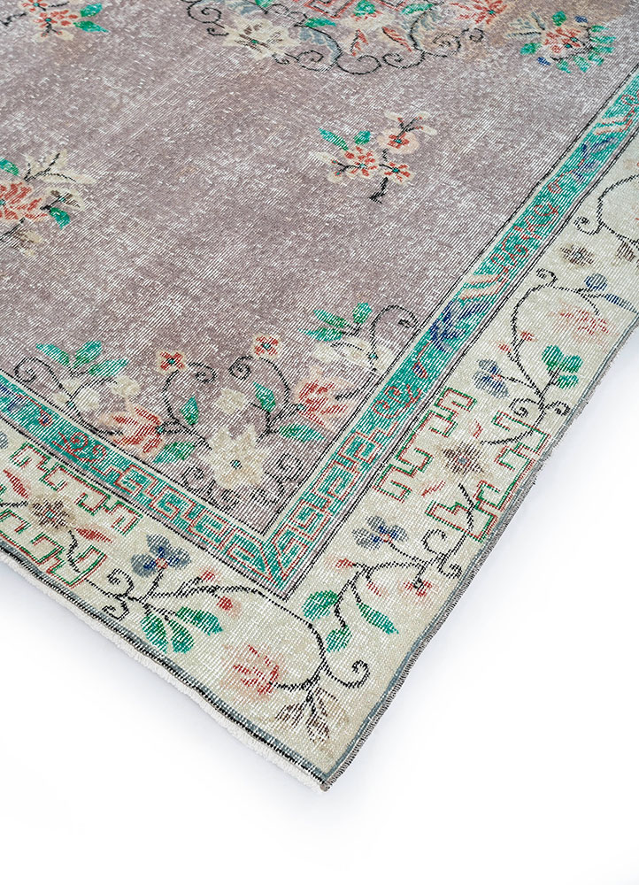 vintage grey and black wool hand knotted Rug - FloorShot