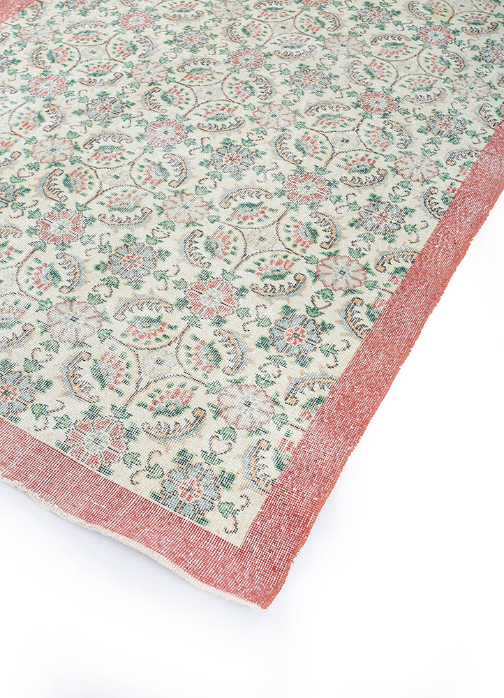 vintage red and orange wool hand knotted Rug - FloorShot