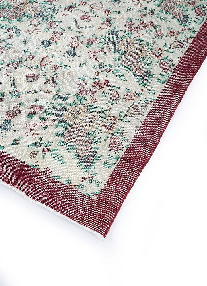 vintage red and orange wool hand knotted Rug - FloorShot