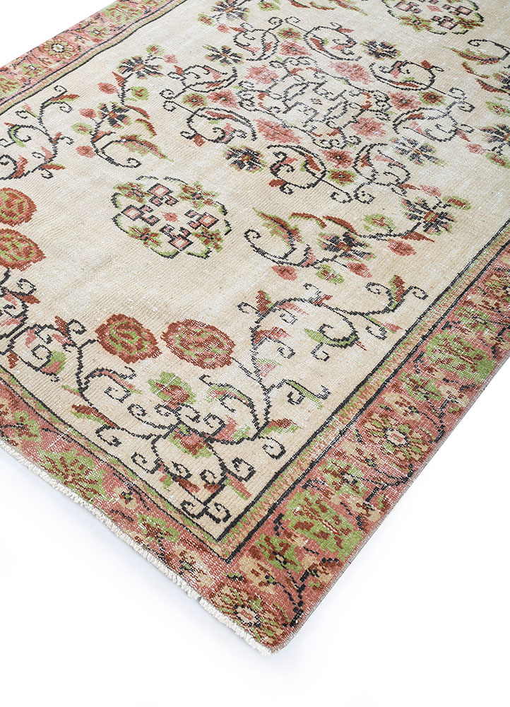 vintage gold wool hand knotted Rug - FloorShot