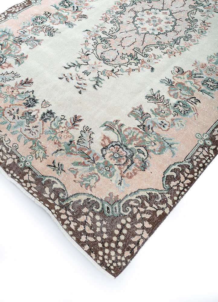 vintage red and orange wool hand knotted Rug - FloorShot