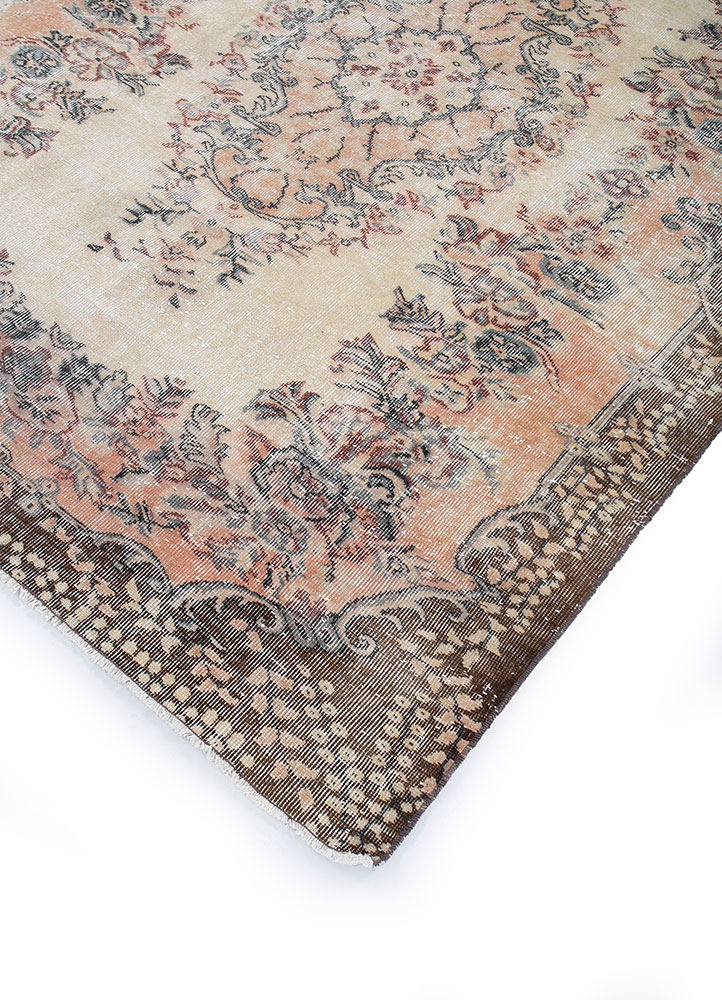 vintage red and orange wool hand knotted Rug - FloorShot