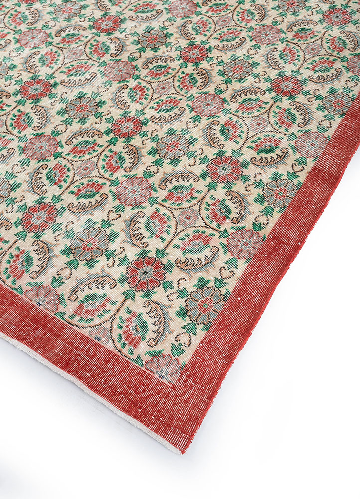 vintage red and orange wool hand knotted Rug - FloorShot