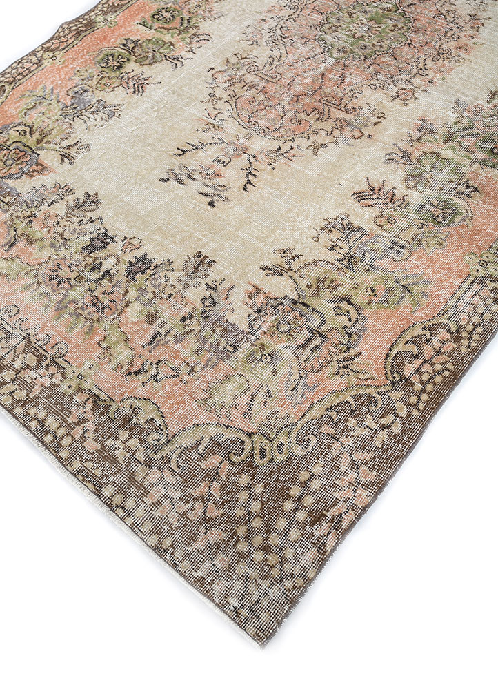 vintage red and orange wool hand knotted Rug - FloorShot