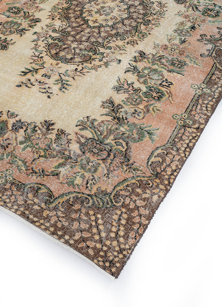 vintage red and orange wool hand knotted Rug - FloorShot